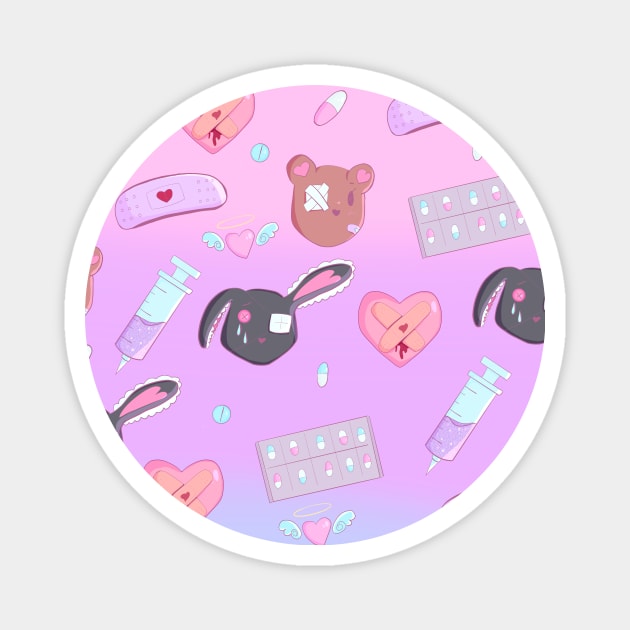 Pills and Plush Magnet by lemon_ghostea